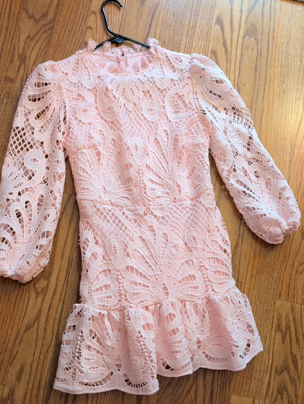 Pink Lace Long-Sleeve Dress